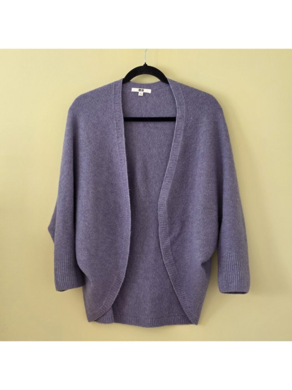 Uniqlo 3D Knit Souffle Yarn Cardigan L Lavender Purple Open Front Cocoon Slouchy - Picture 13 of 14